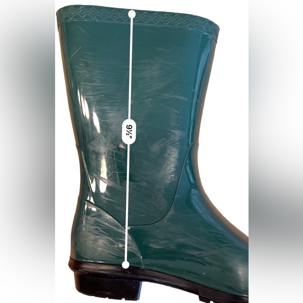 UGG Pine Green Rubber Waterproof Fabric Lined Mid Calf Rain Boots Women’s Sz 8‍‍ - Picture 10 of 13
